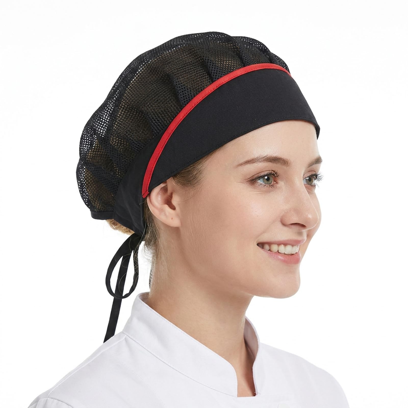 Mesh Chef Cap for Men, Elastic Black Chef Hat for Foodservice Adjustable & Re...