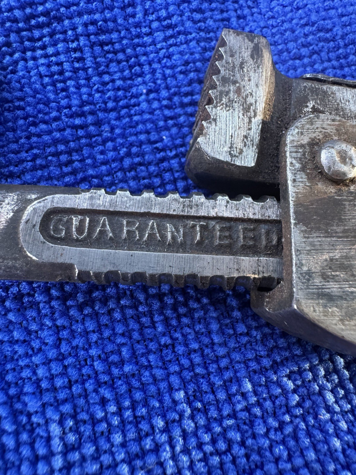 Vintage 8" Mini Pipe Wrench. Marked "STEEL CO. Guaranteed”. (B2)