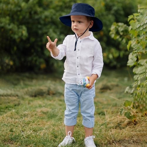 Kid Sun Hat Wide Brim Foldable Bucket Hat UPF50+ Sun Protection 1-3T Navy Blue