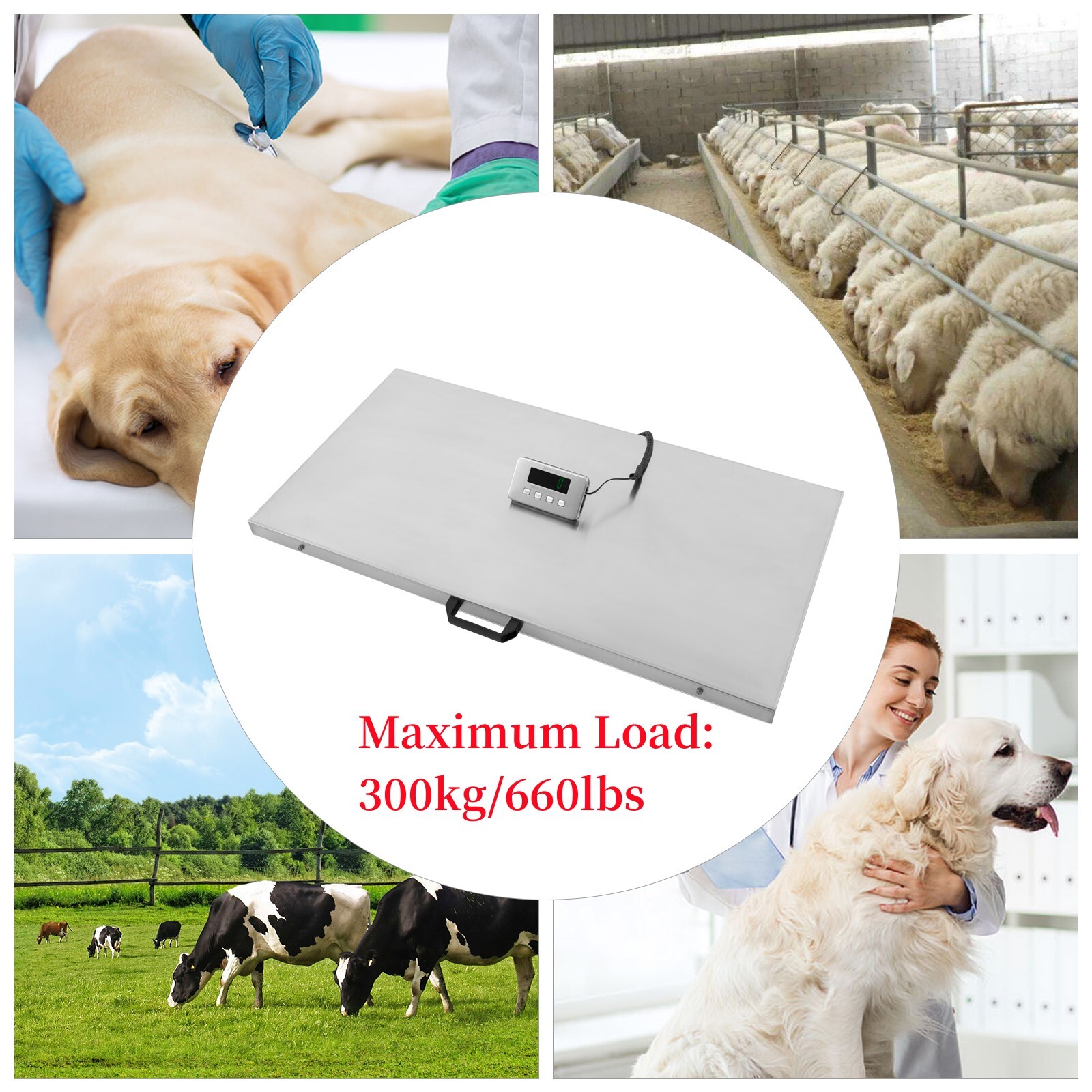 660LBS Shipping Weight Scale HD LED Display Scale Pet Floor Scale Parcel Scale