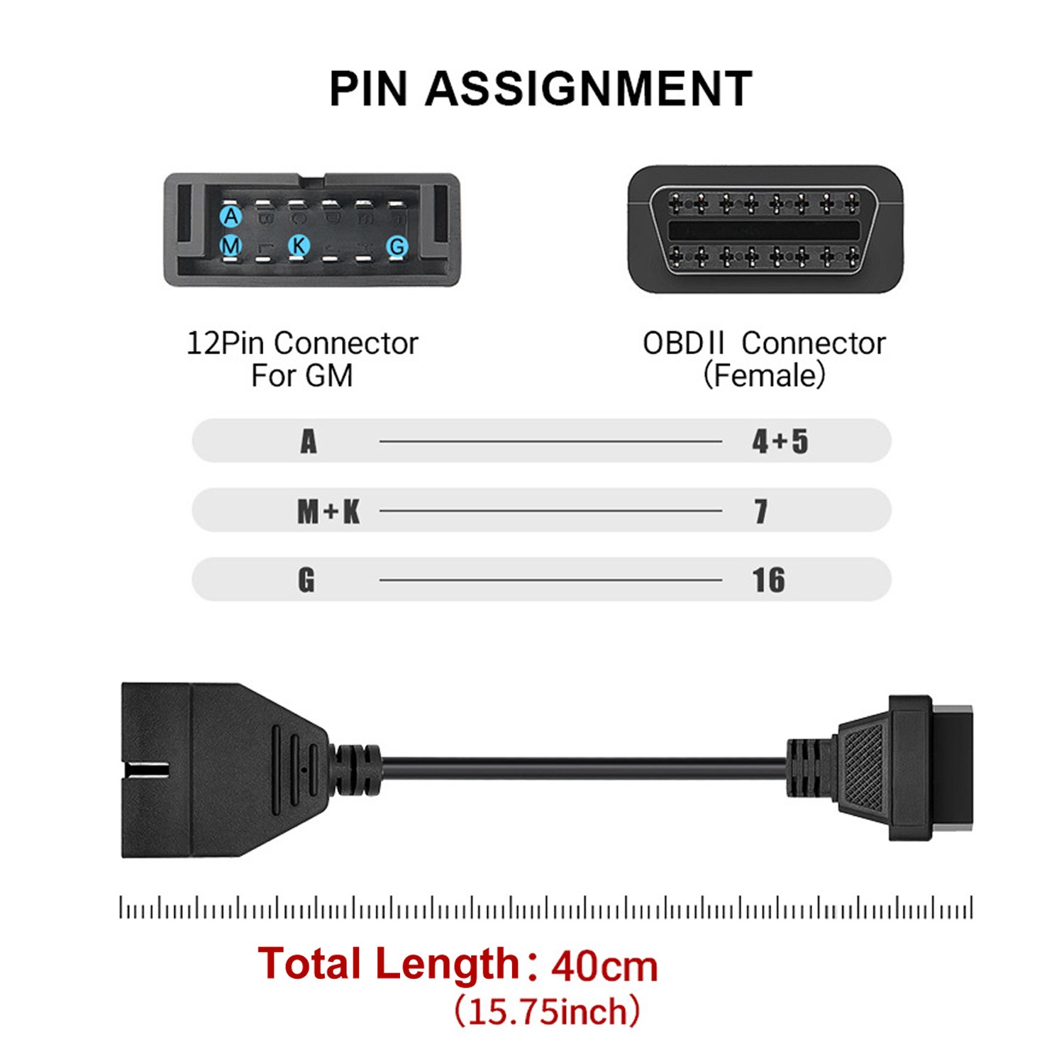 Diagnostic Scanner Code Reader 12 Pin OBD1 To 16 Pin OBD2 Convertor Cable For GM