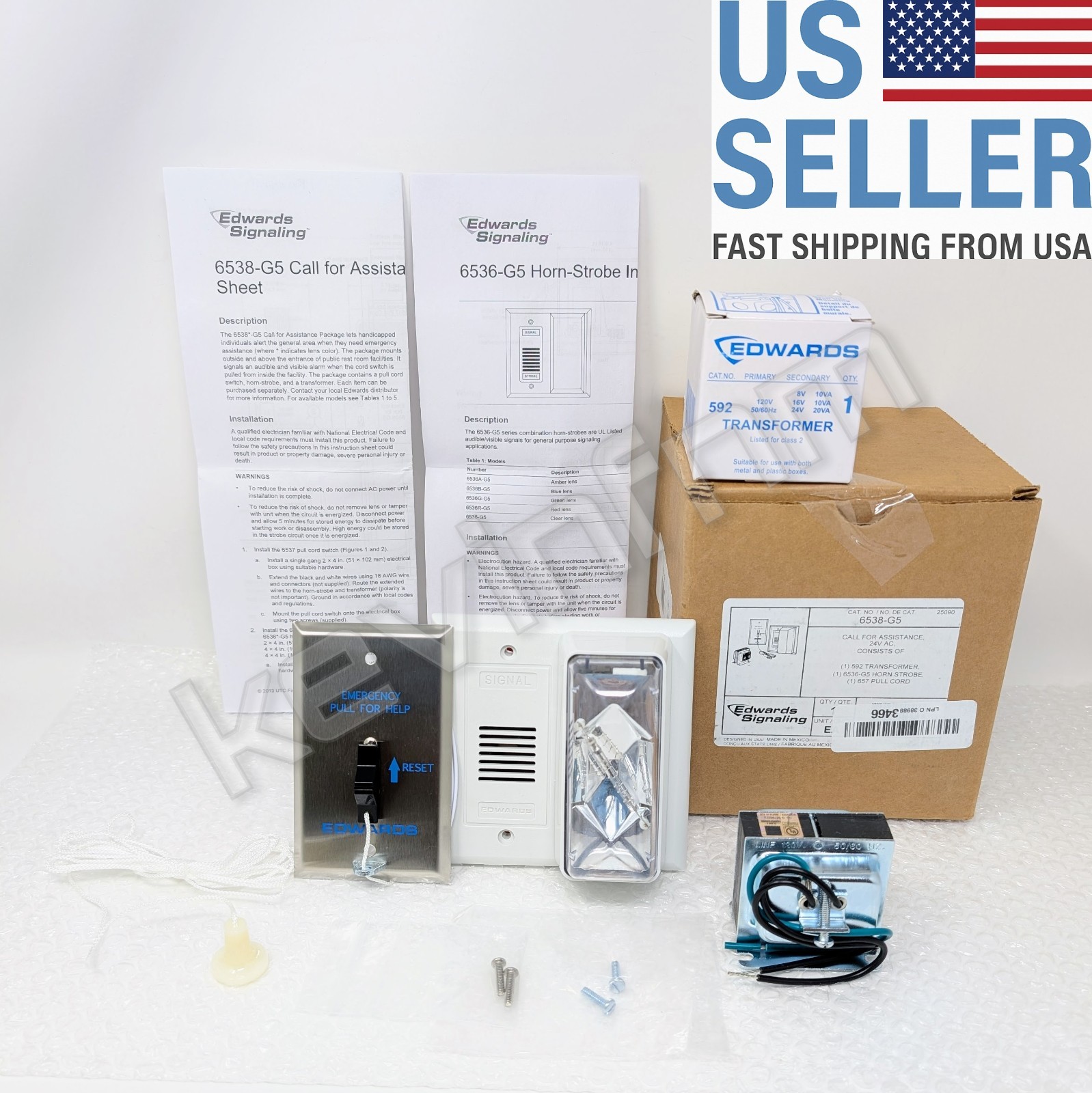NEW **GENUINE** Edwards Signaling® 6538-G5 Call for Assistance Kit , Clear Lens
