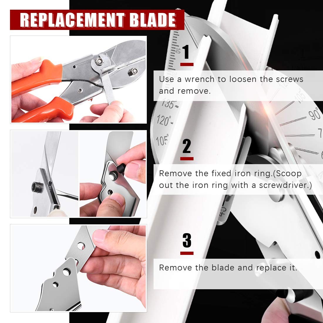 Multi Angle Miter Shear Cutter 45-135° with 5 Blades for DIY Projects