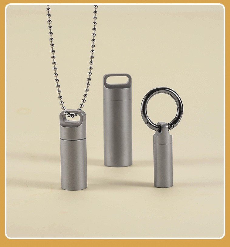 Titanium Pill Case Portable Keychain Waterproof Pill Holder Container Organizer