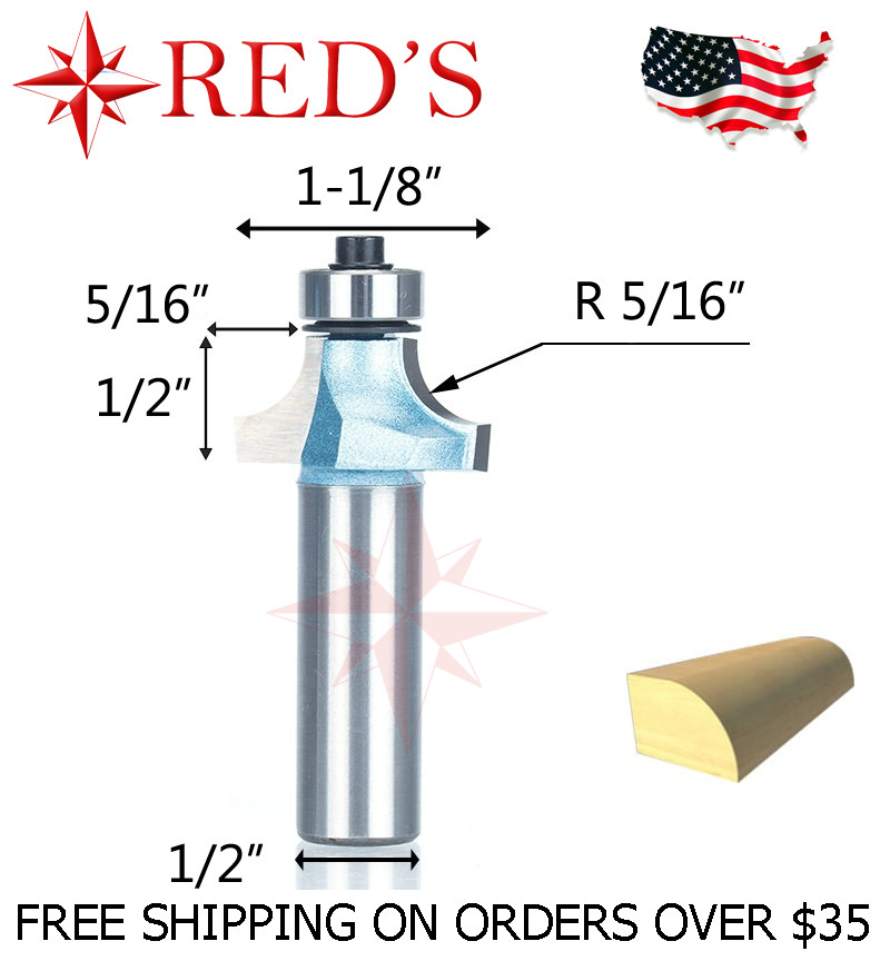 Tideway Carbide IND LC06021008 5/16" Radius Round Over 1/2" shank router bit