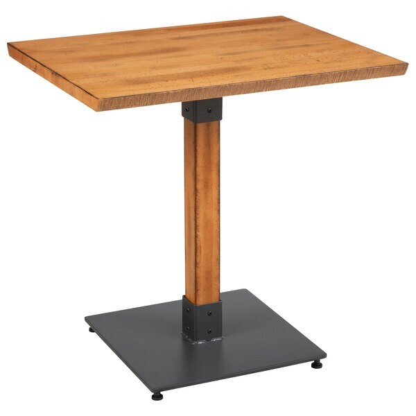 24" x 30" Rectangular Solid Wood Live Edge Restaurant Table Top in Natural Wood