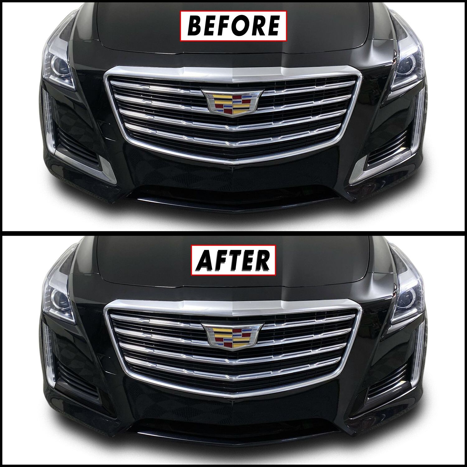 Chrome Delete Blackout Overlay for 2014-19 Cadillac CTS Sedan Foglight Trim