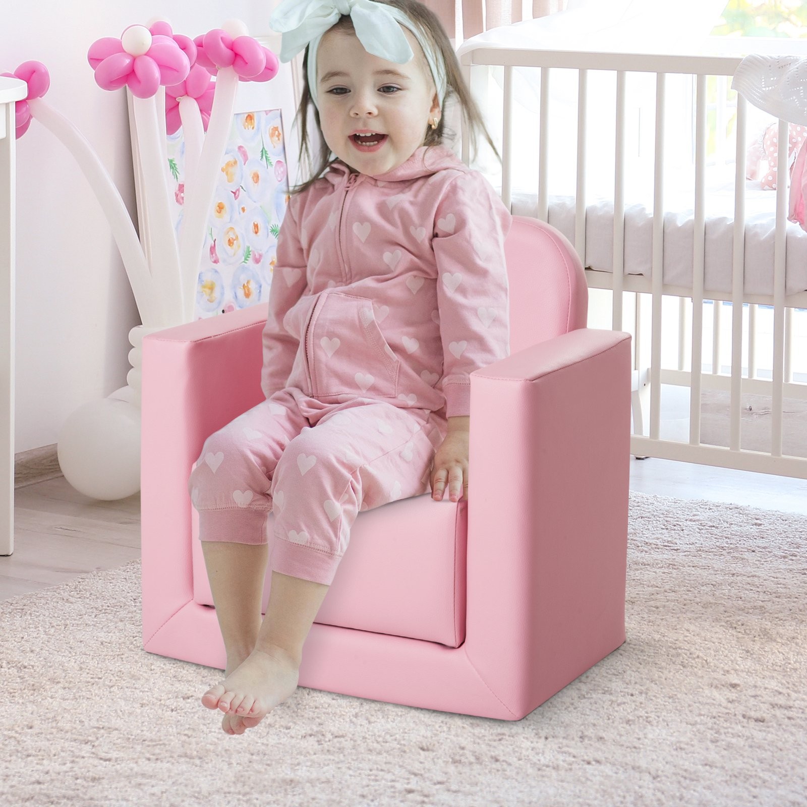 2-in-1 Multifunctional Convertible Kids Table and Chair Set for Boys Girls Pink