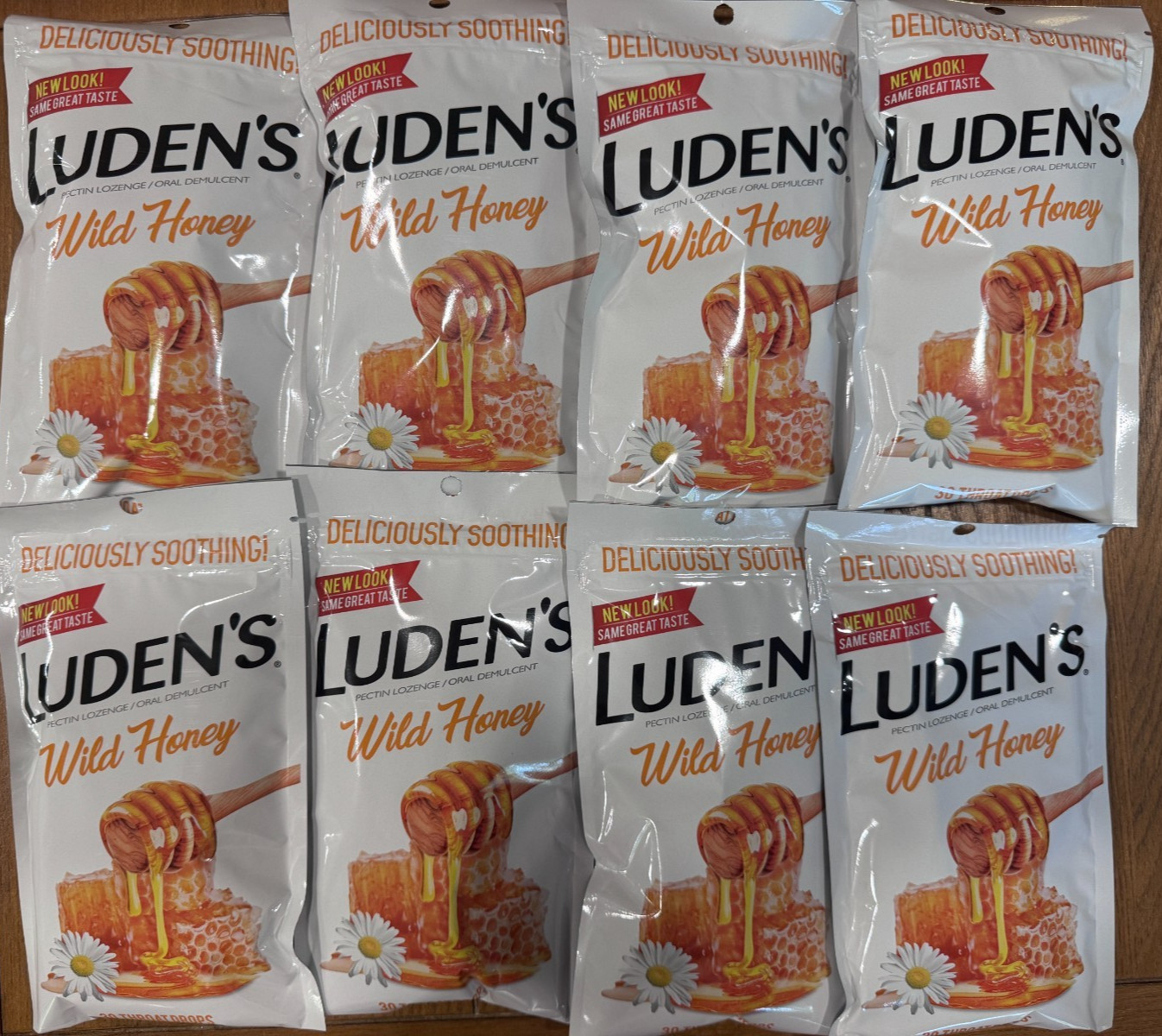 8 BAGS Ludens Luden's Wild Honey 30 Count EACH 240 PIECES TOTAL NEW SEALED
