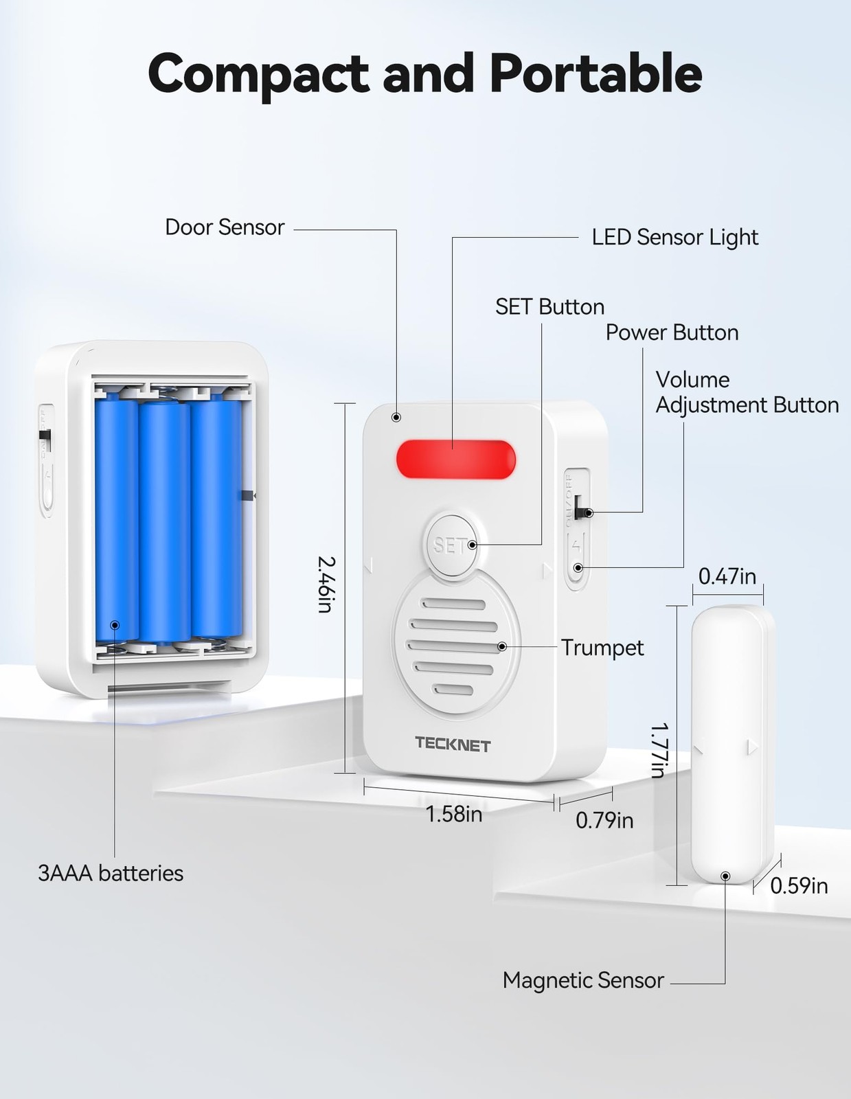 White Door Alarms for Kids Safety Window Security Sensor When Opened