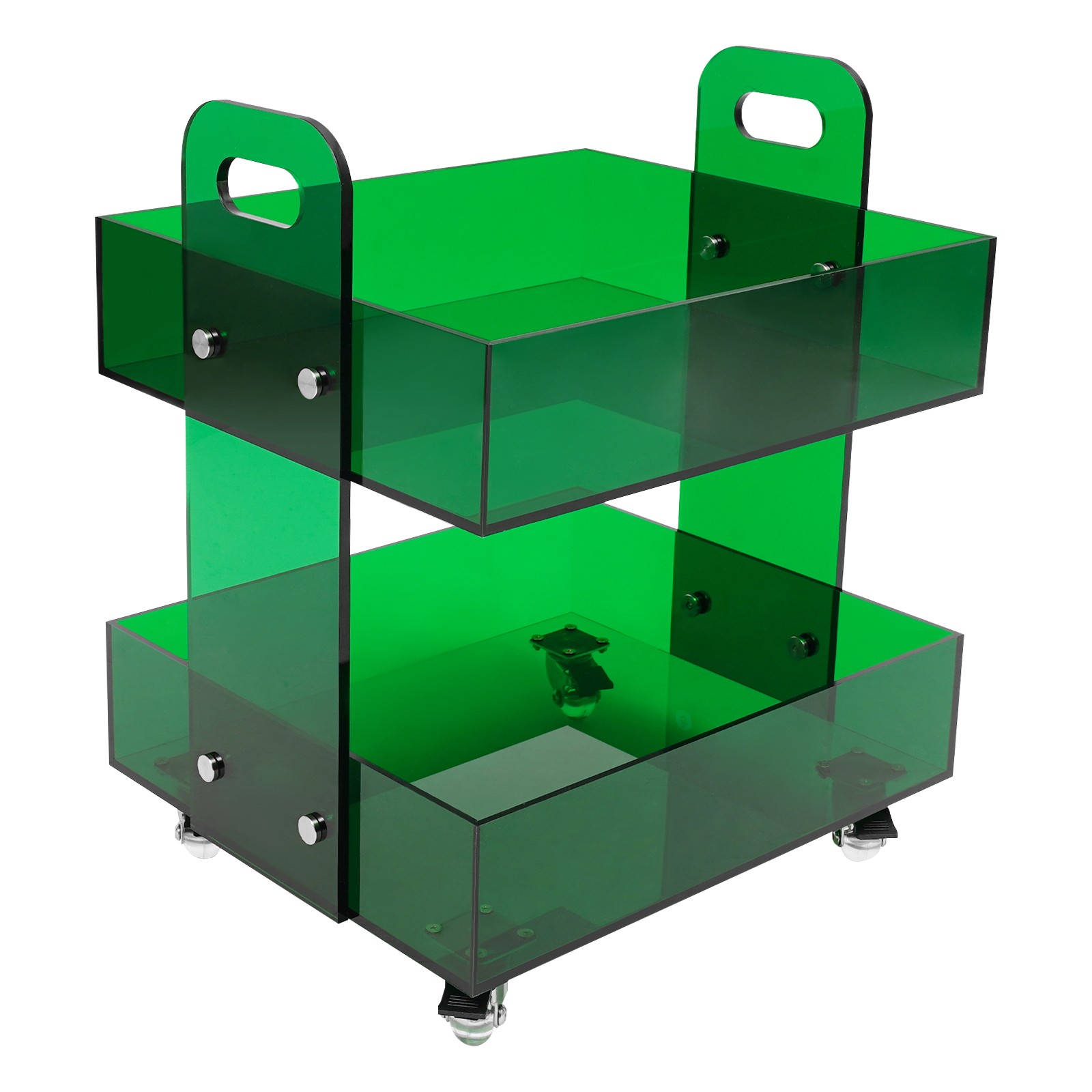 Modern Bedside Table Acrylic Side Table Free Standing Storage Rack with Wheels