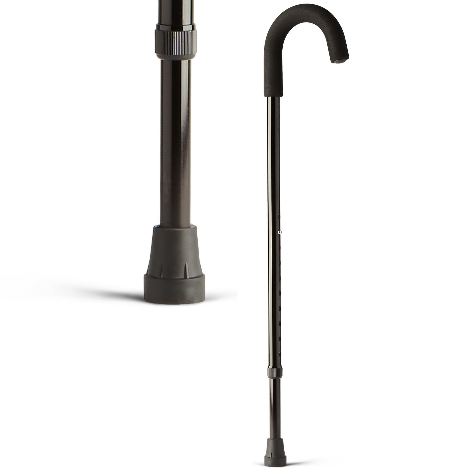 Medline Aluminum Cane Walking Aid is Portable & Lightweight, Helps 38", Black