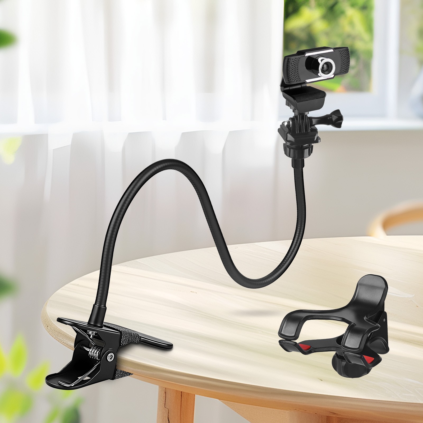 Webcam Stand Camera Mount Flexible Gooseneck Desk Clamp Holder for Phone Camera