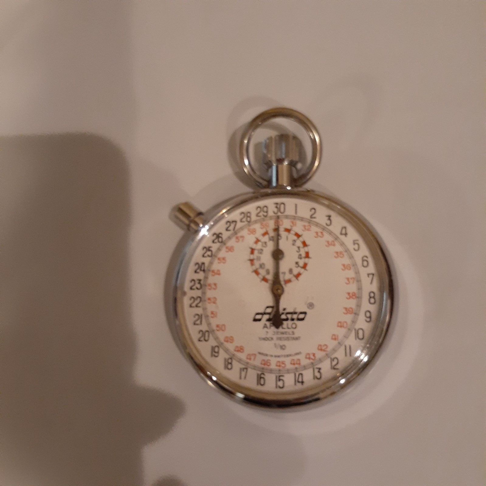 VTG Aristo Stopwatch Chrome Wind Up 7 Jewels Shock Resist 1/10 Swiss X-Condition