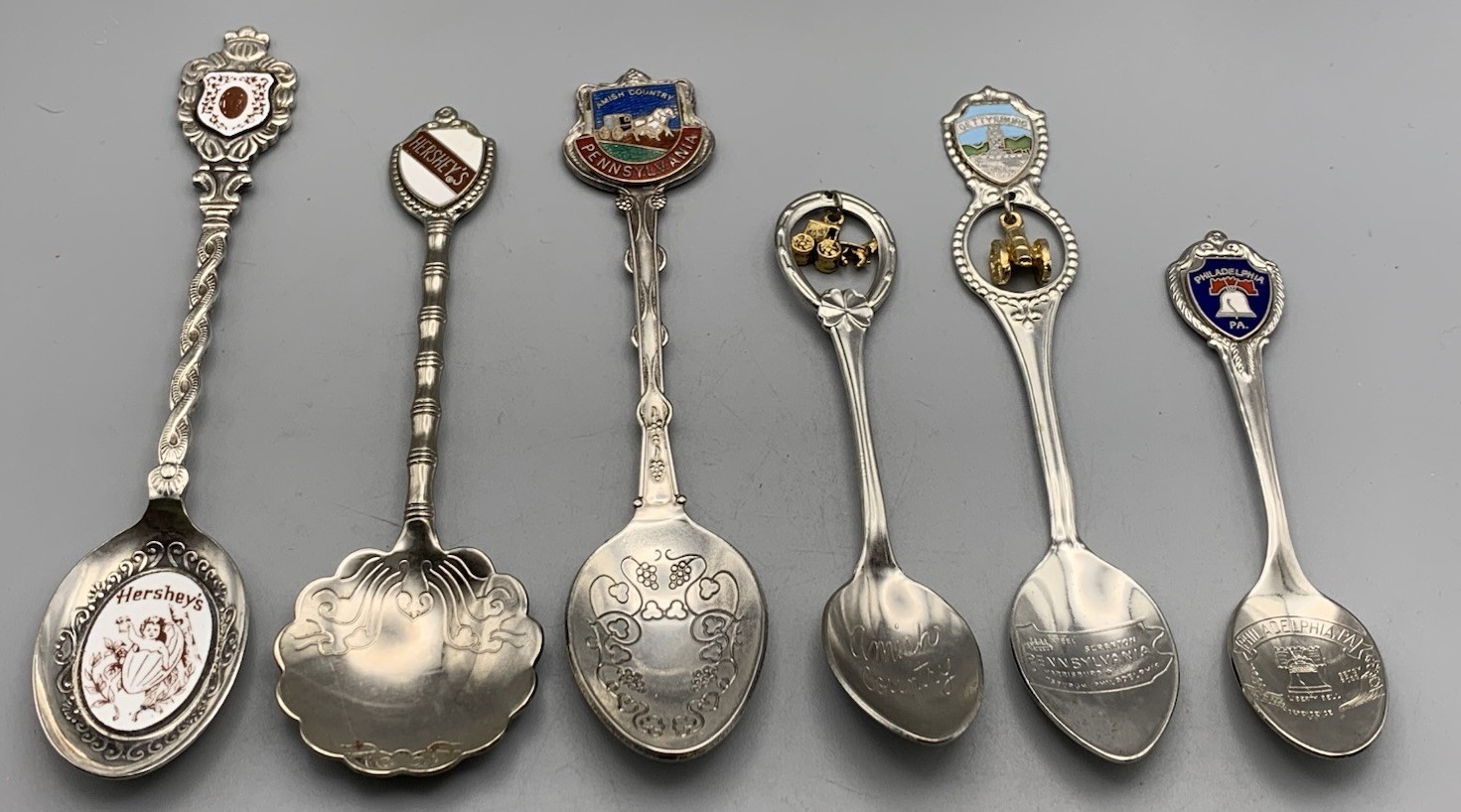 Lot of 6 Silver Pennsylvania Theme Vintage Souvenir Collector Spoons Hersey’s +