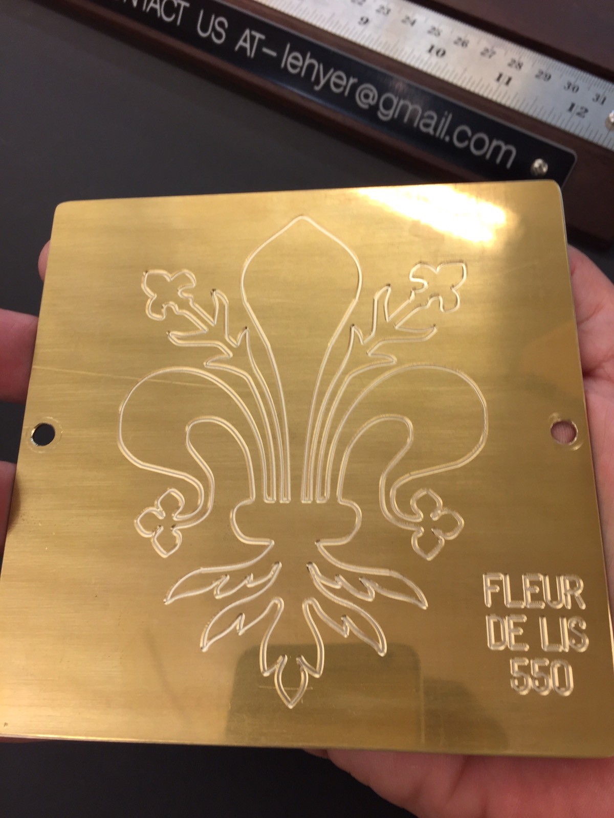 FANCY FLEUR DE LIS MASTER TEMPLATE BRASS MASTER PLATE FOR  NEW HERMES FONT TRAY