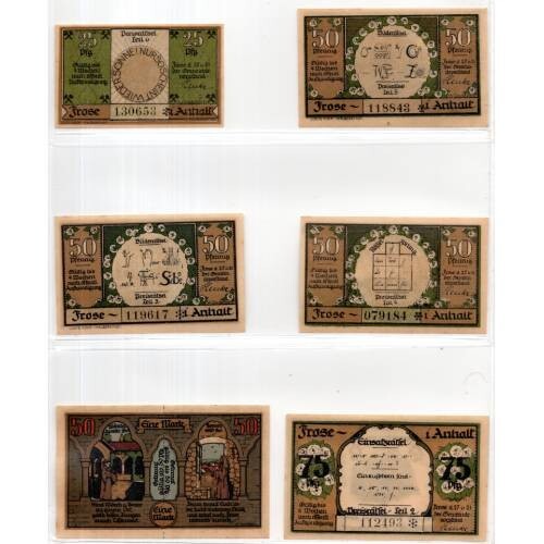 1921 Germany Frose Notgeld Set of 6 Notes (593)