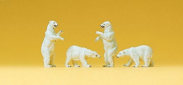 Preiser 79716 N Scale Animals Polar Bears pkg(4)