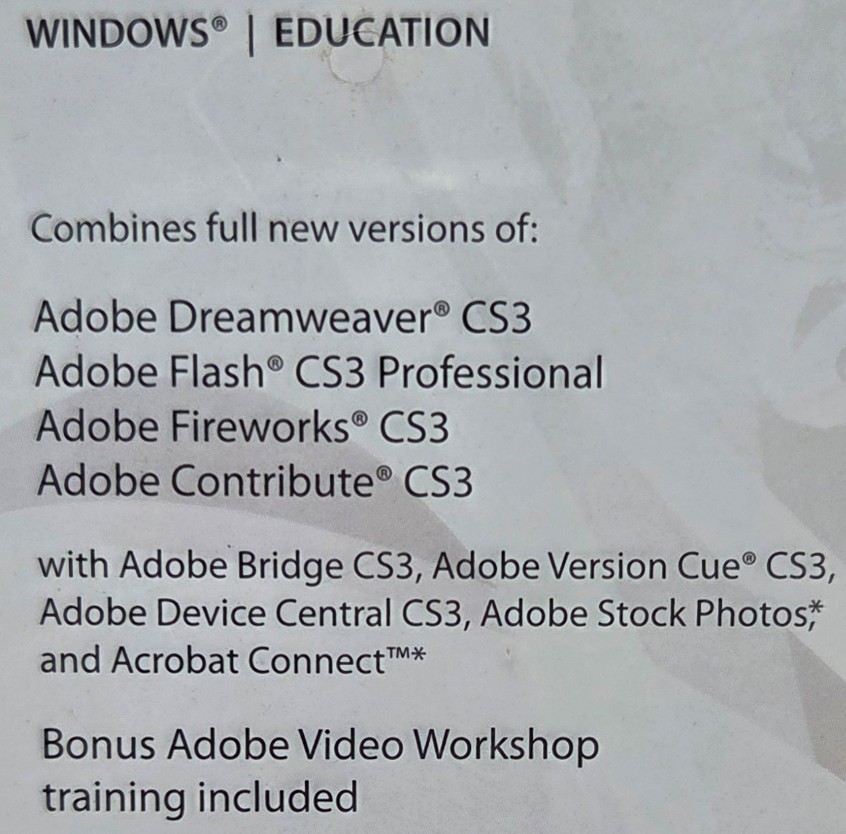 Adobe Creative Suite 3 Cs3 Web Standard Streamline Web Design - Windows/student