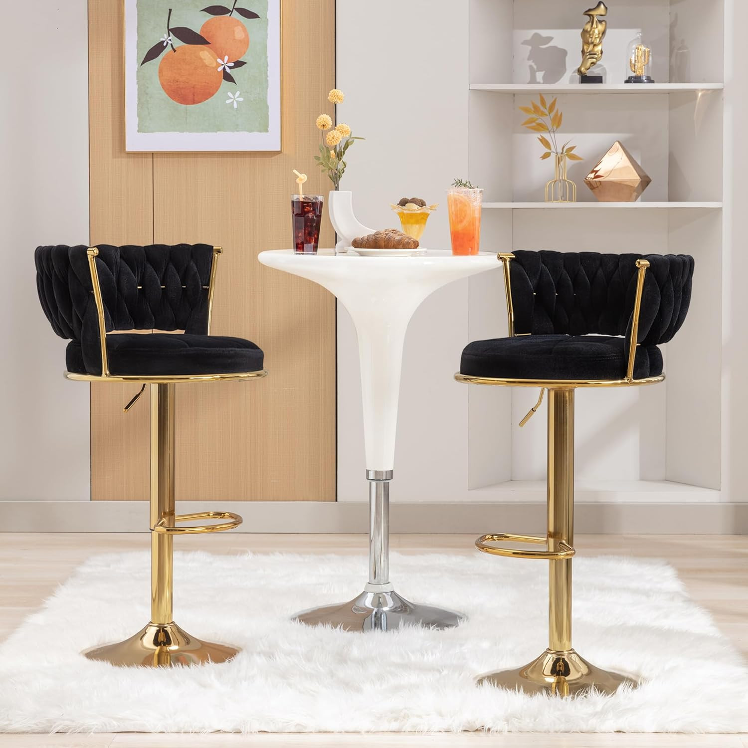 VECELO Bar Stools Set of 2, Adjustable Barstools Counter Height Stools with Back