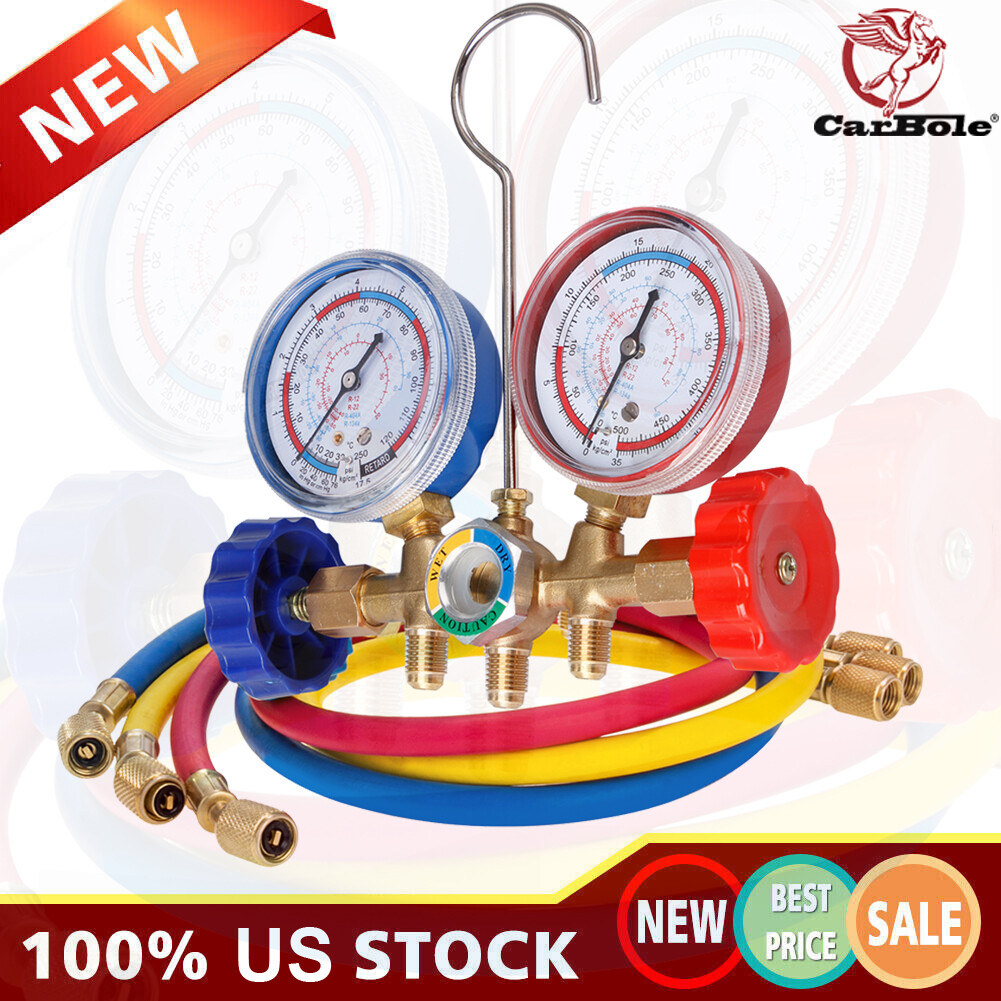High Performance AC Diagnostic Manifold Gauge Set Charging Hose New CarBole