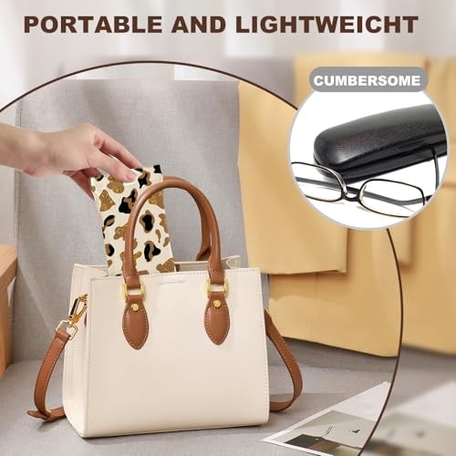 2Pcs Sunglass Eyeglass Glasses Case Soft PU Leather with Leopard Print a