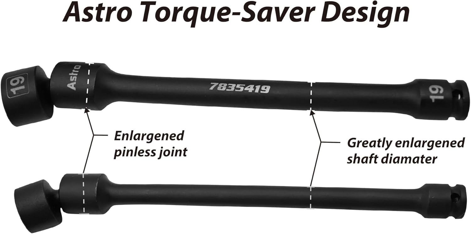 Astro Tools 3/8" Drive 6 Point Pinless Torque-Saver Impact Extension Socket Set