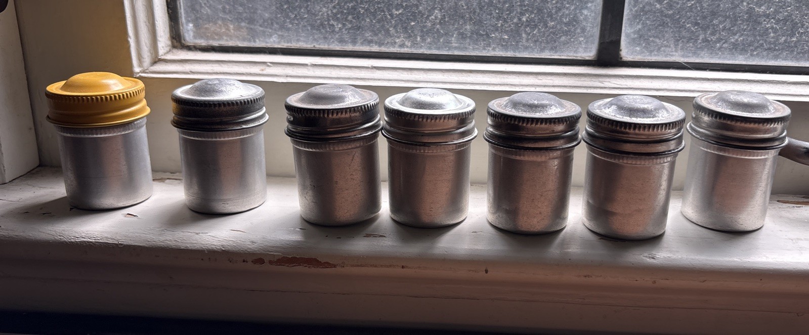 7 Vintage Aluminum Film Canisters Preowned