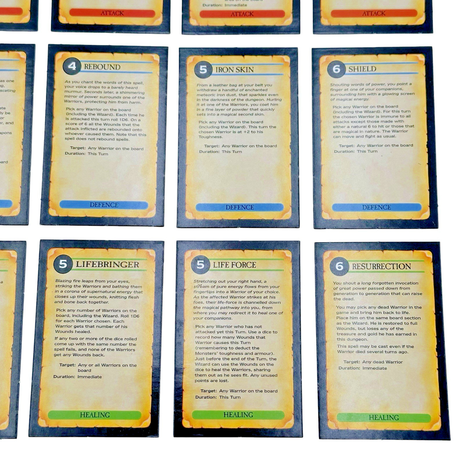 Warhammer Quest Wizard Spell Cards Complete Set 15-Card Set Games Workshop 1995