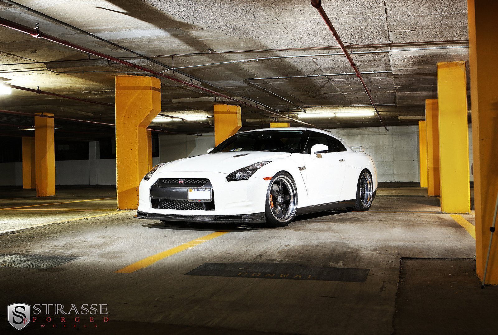 Cars white gtr japan nissan strasse tuning Desk Mat Stitched