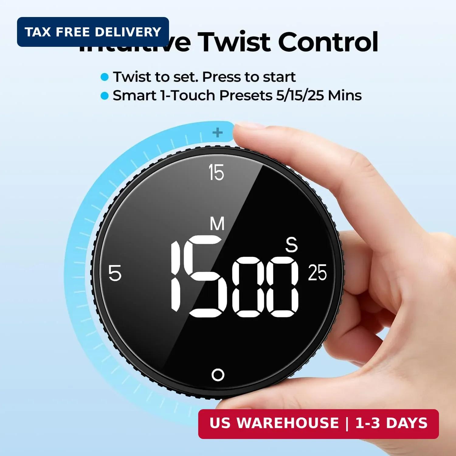 Digital Kitchen Timer Magnetic Large LED Countdown Rotating Cooking Study Timer
