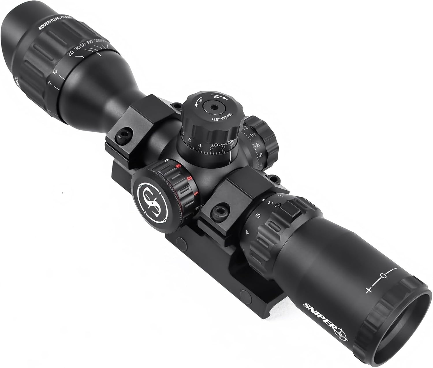 3-12x33 Compact Rifle Scope R/G/B Illuminated Parallax Adjustment w/Scope Mount