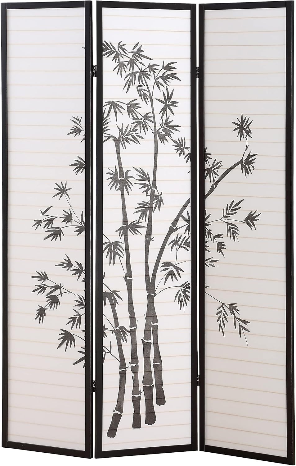 3-Panel Oriental Room Divider Screen, Black