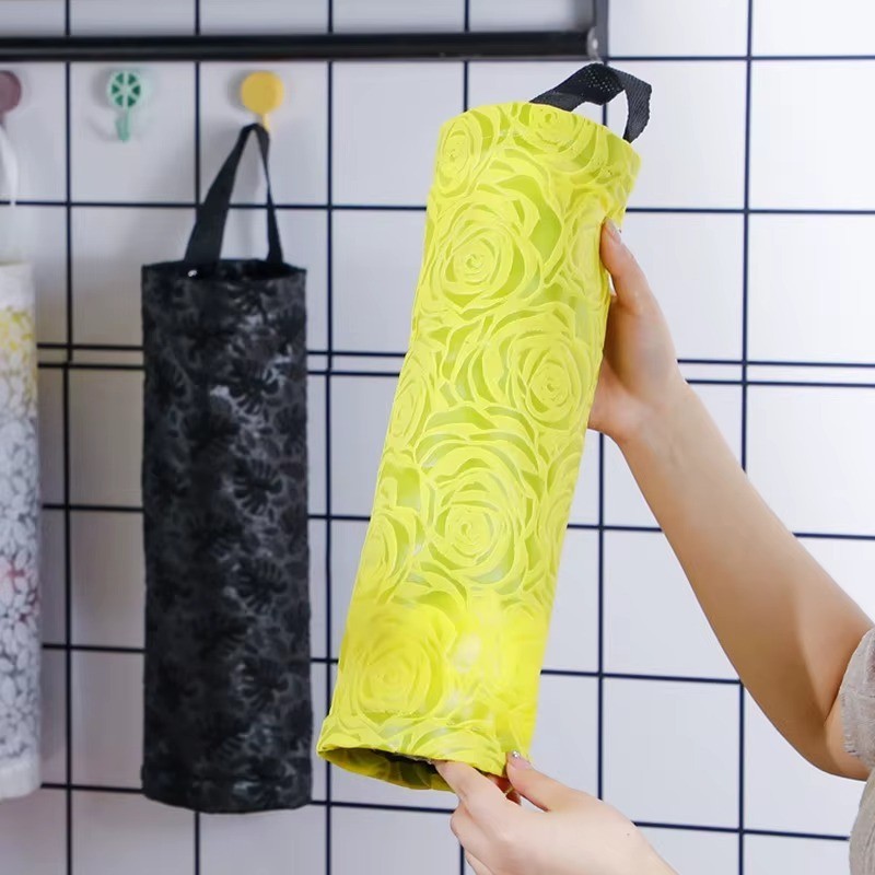 1 Pc Plastic Bag Holder Grocery Bag Holder Mesh Hanging Storage Bag Dispenser