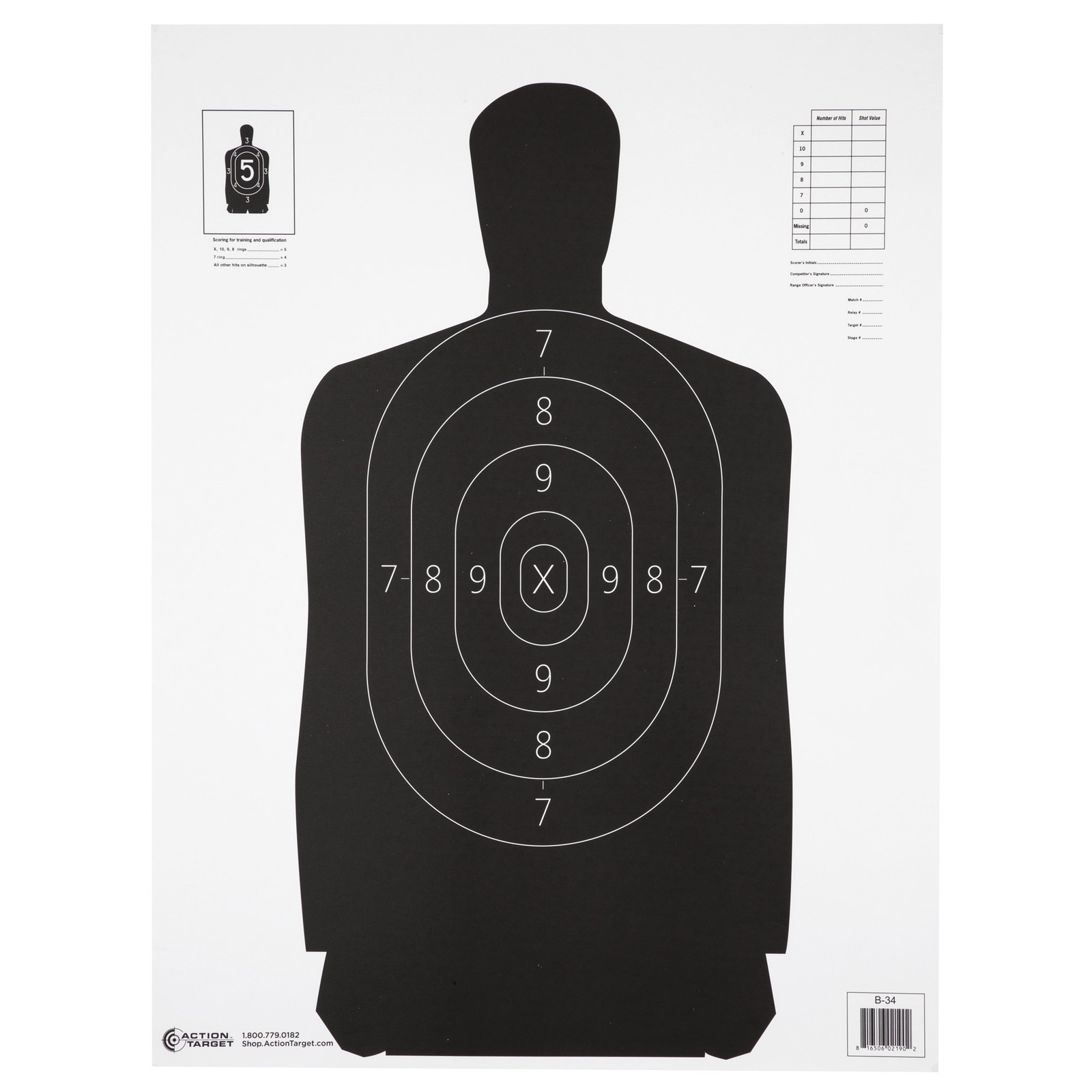 Action Target B-34 Silhouette Target 24x45 100 Pack Paper