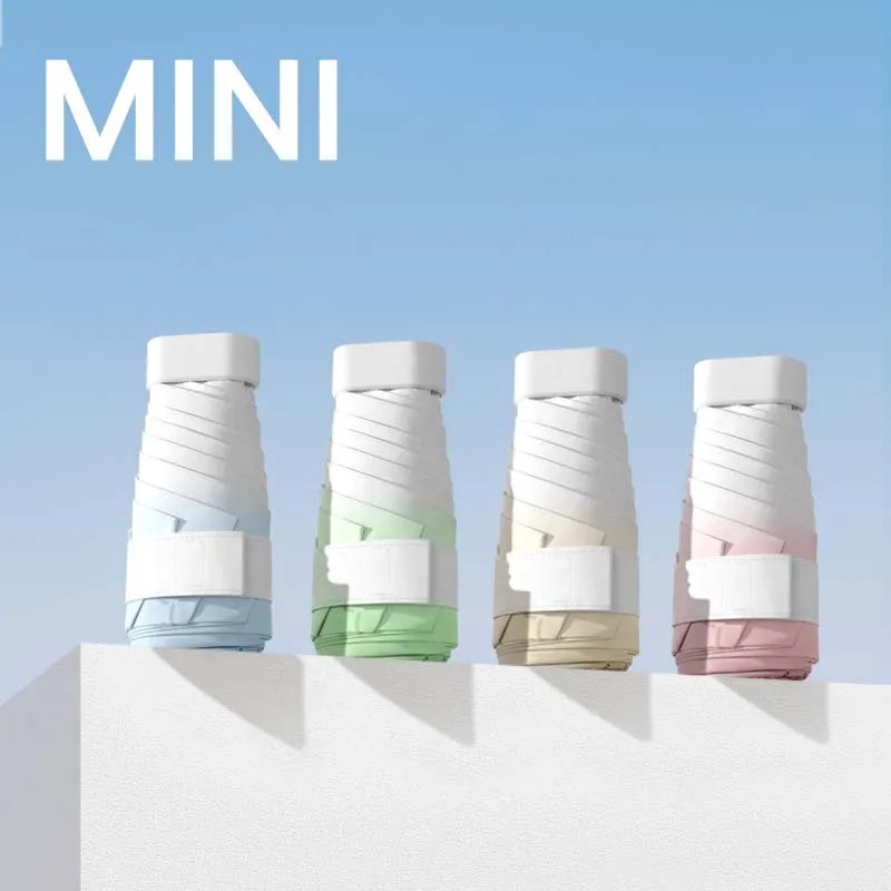 Mini Sunproof 6 Folding Umbrella Sunscreen UV Vinyl Small Sunny and Rainy Umbrel