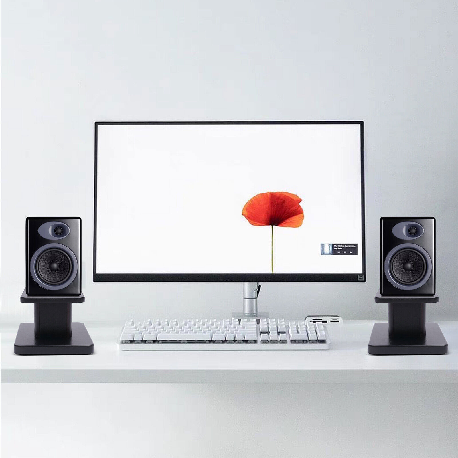 Elegant Black Walnut Speaker Stands for Bookshelf or Desktop Use