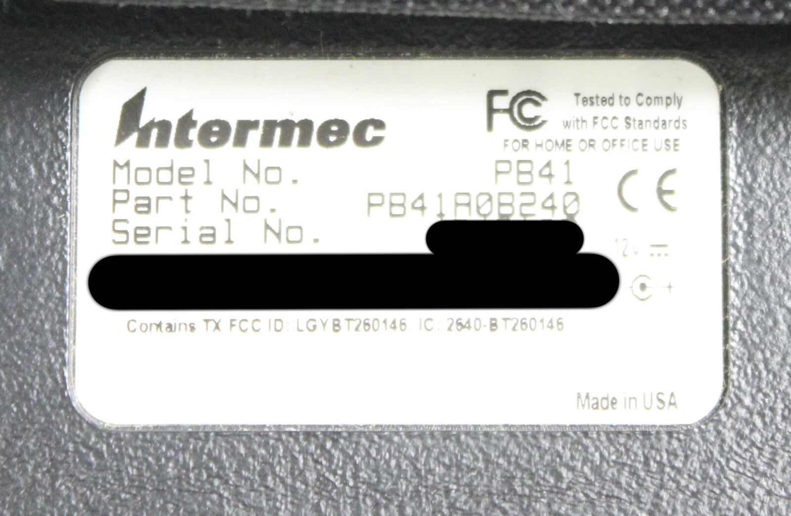 Intermec PB41 Portable POS Bluetooth Thermal Label Printer PB41A0B240