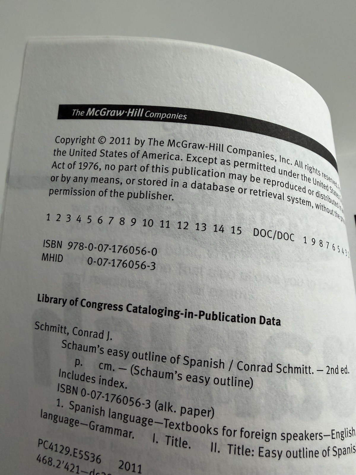 Schaum's Easy Outline Of Spanish, Second Edition—EUC