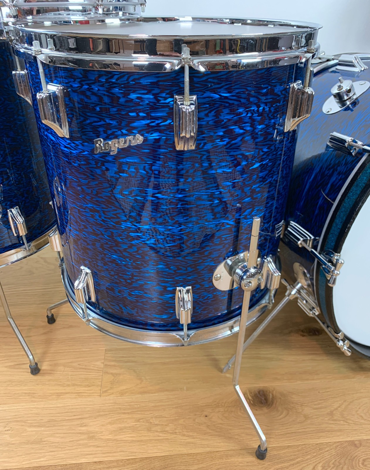ROGERS Cleveland Buddy Rich Holiday Drum Set Blue Onyx Wood Dyna Canister Throne