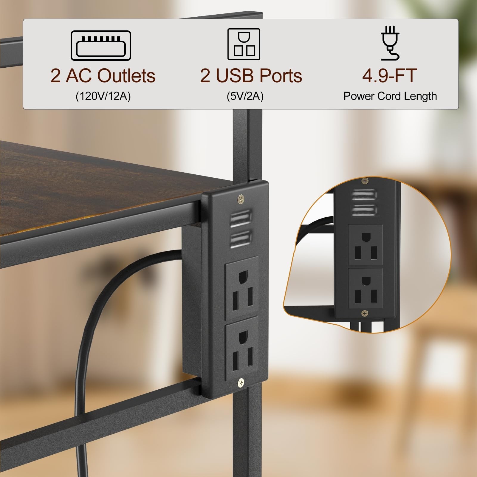 3-Tier Printer Stand - Adjustable Height, Sturdy Design, Space-Saving Storage...