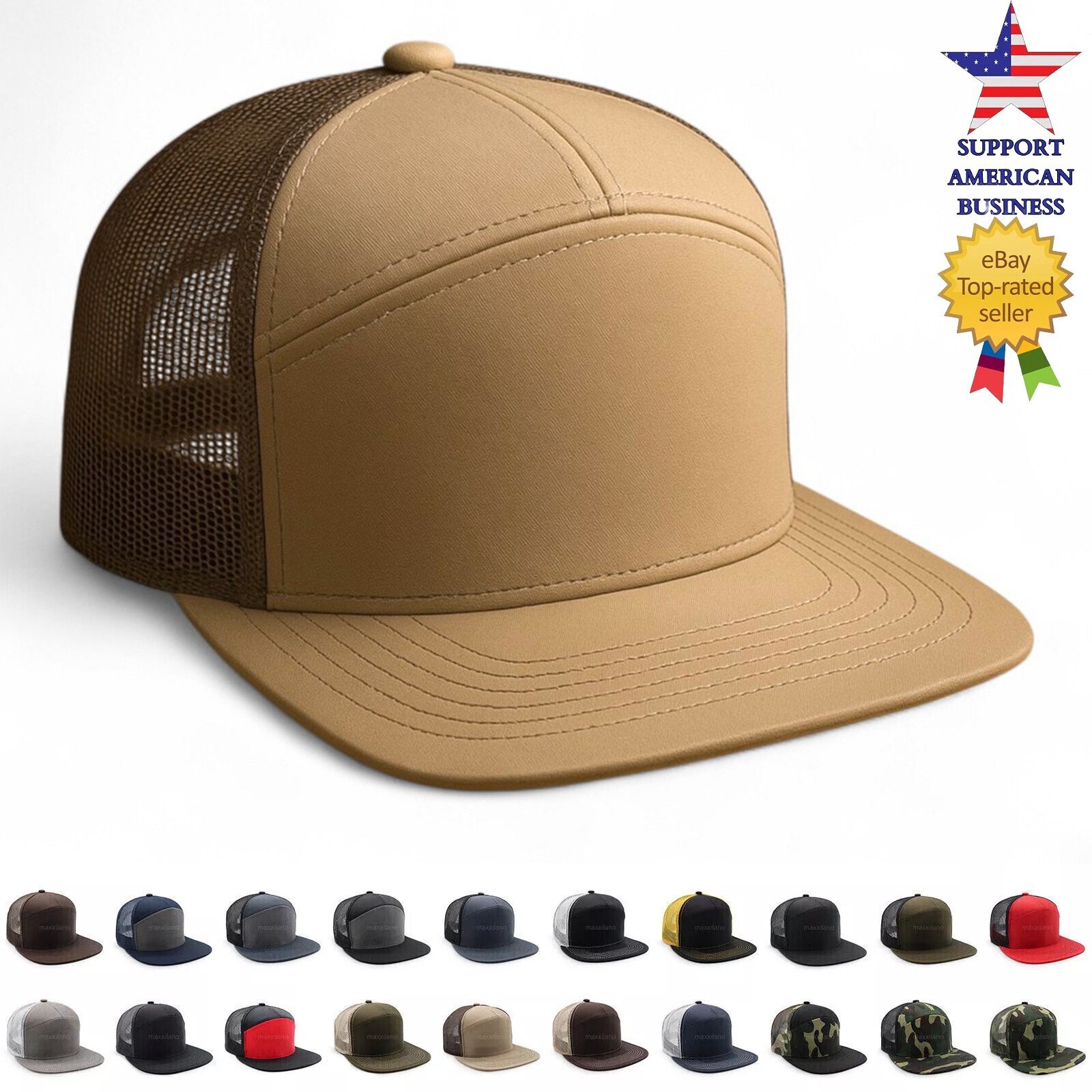Snapback Hat Cotton Mesh Solid Flat Brim Mens Baseball Cap Trucker Visor Hats