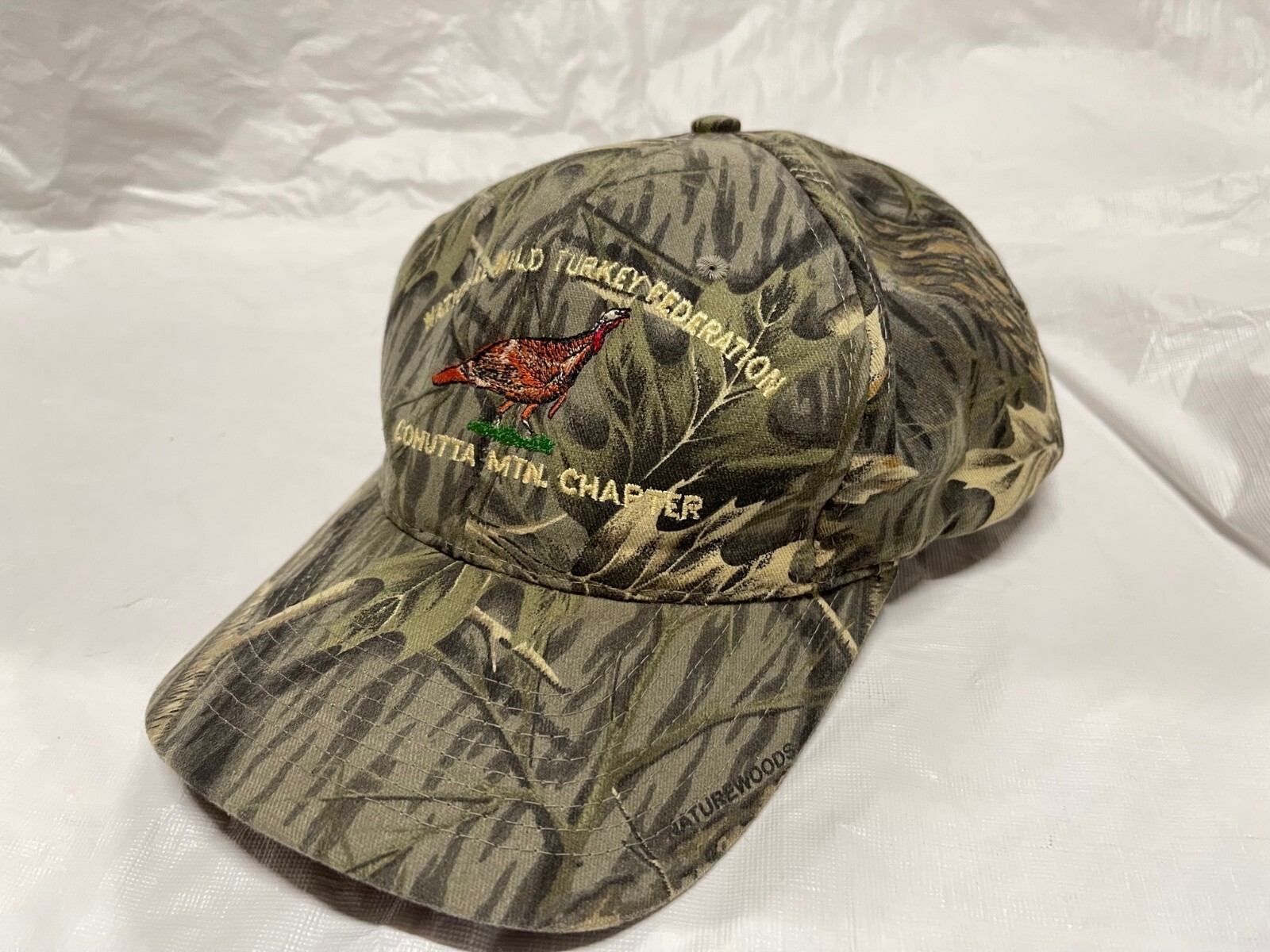 VTG NWTF Hunting Ball Cap Naturewood Camo Cohutta Mt Chapter Adjustable One Size