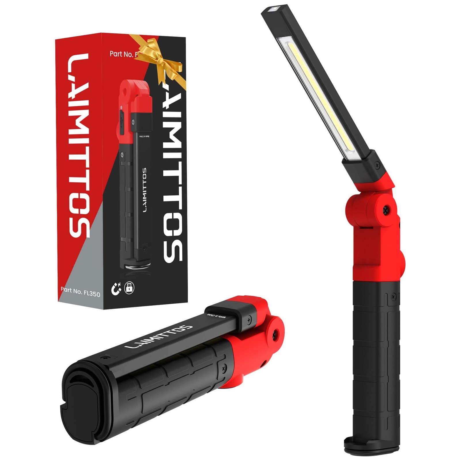 LAIMITTOS Rechargeable Work Light 2200mAh Magnetic LED Work Light Flashlight ...