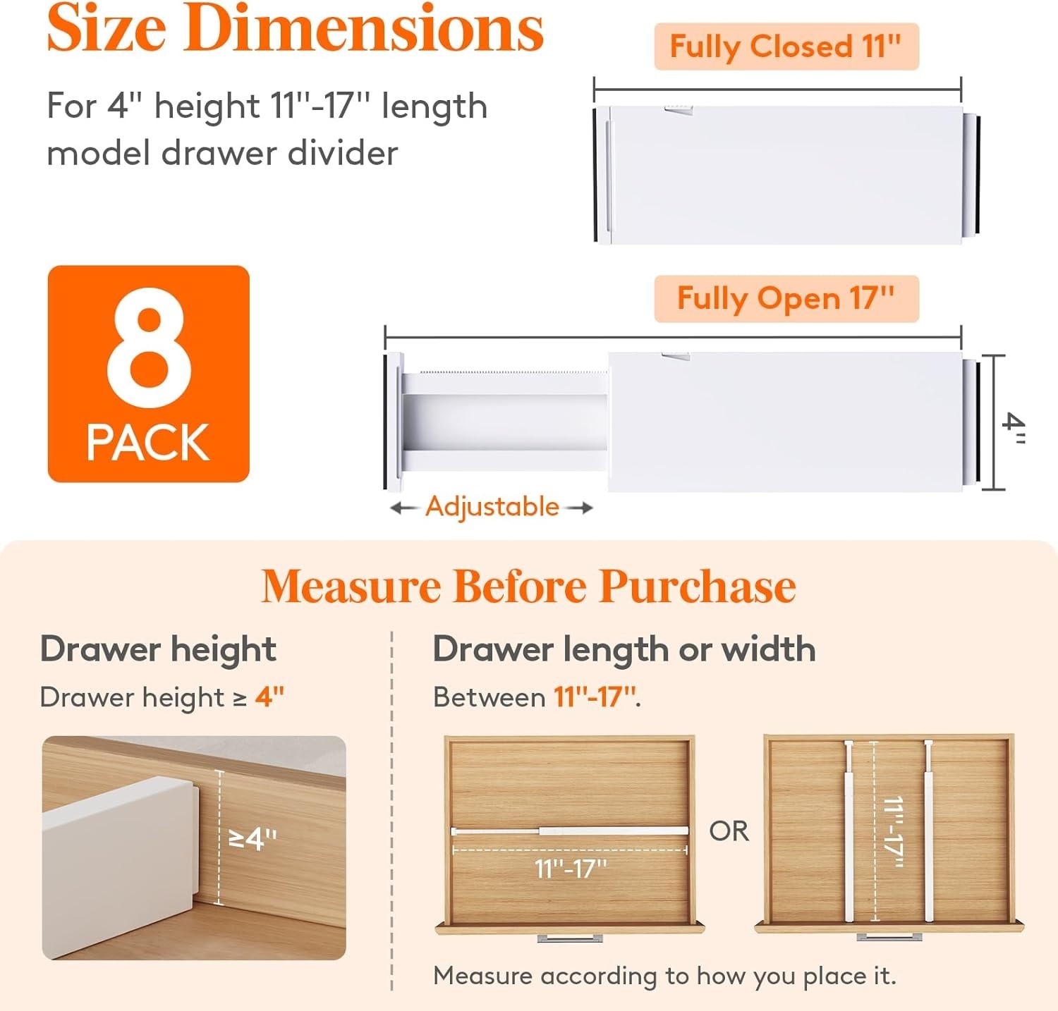 8 Pack Adjustable 4