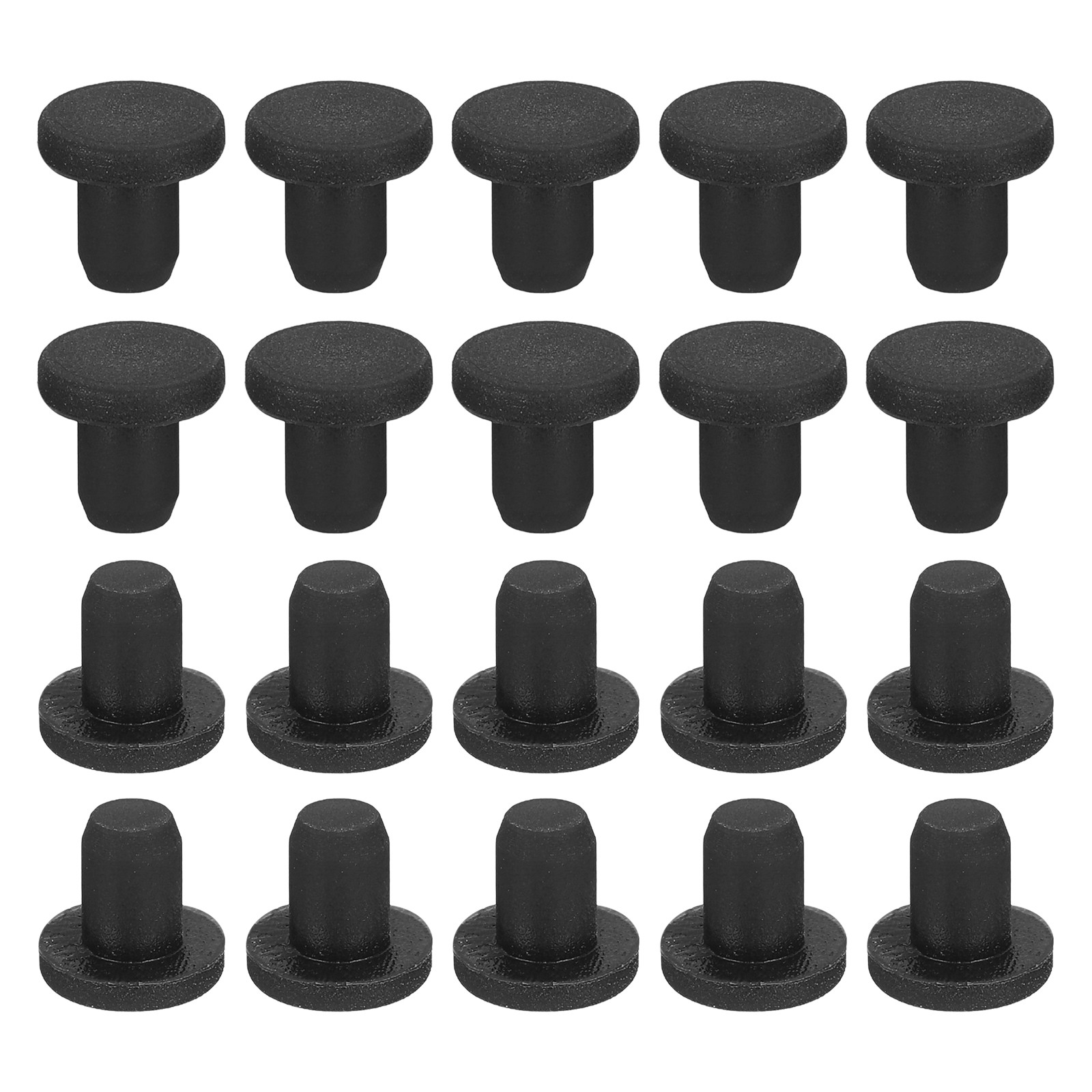 30-Pack Black Rubber Stopper Plugs, 4.3mm Plug Holes for 4mm/0.16-0.16" Hole