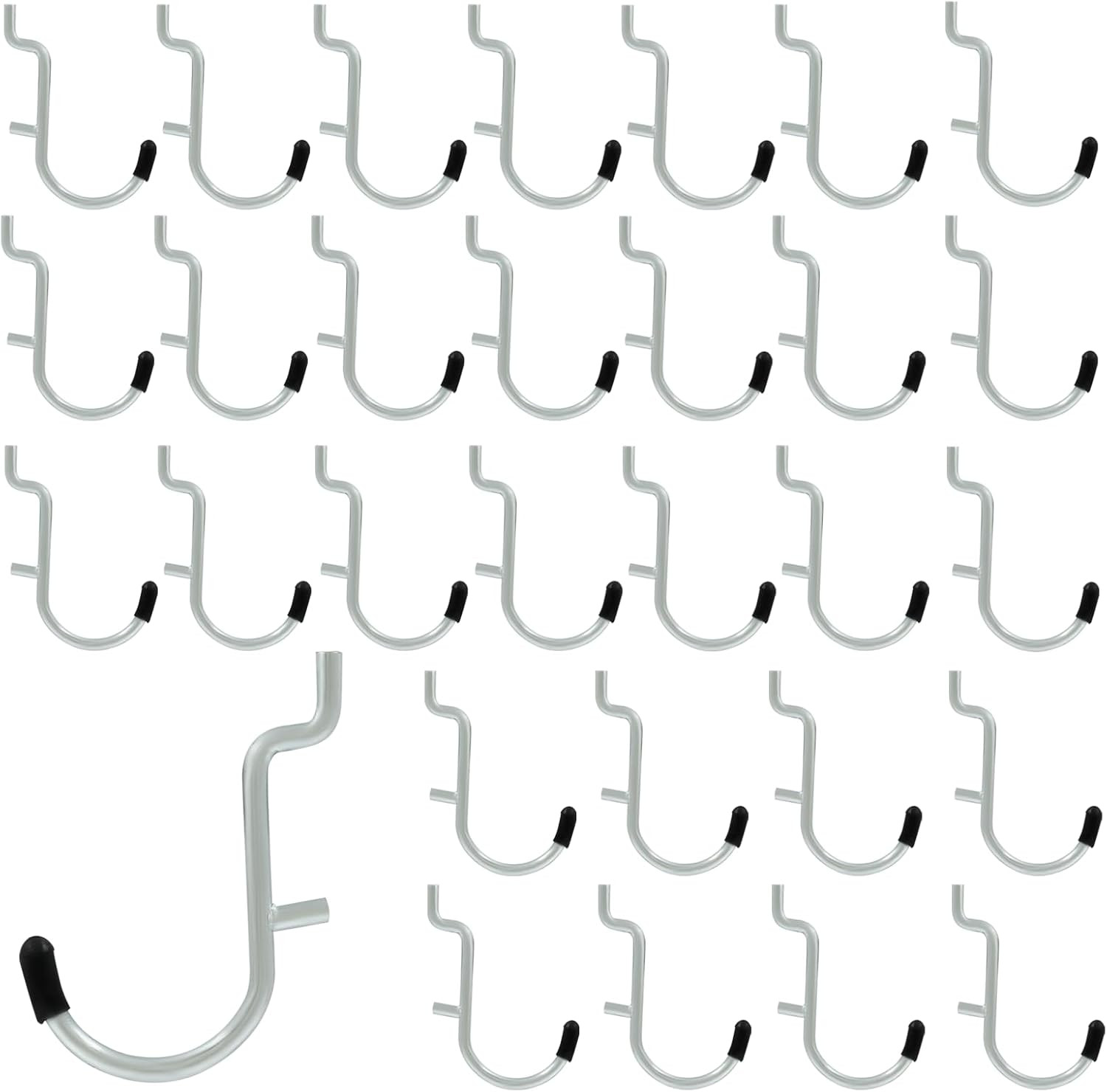 30Pcs Metal Pegboard J Hooks, 1/4" Pegboard Wall Display Assortment Peg Board...