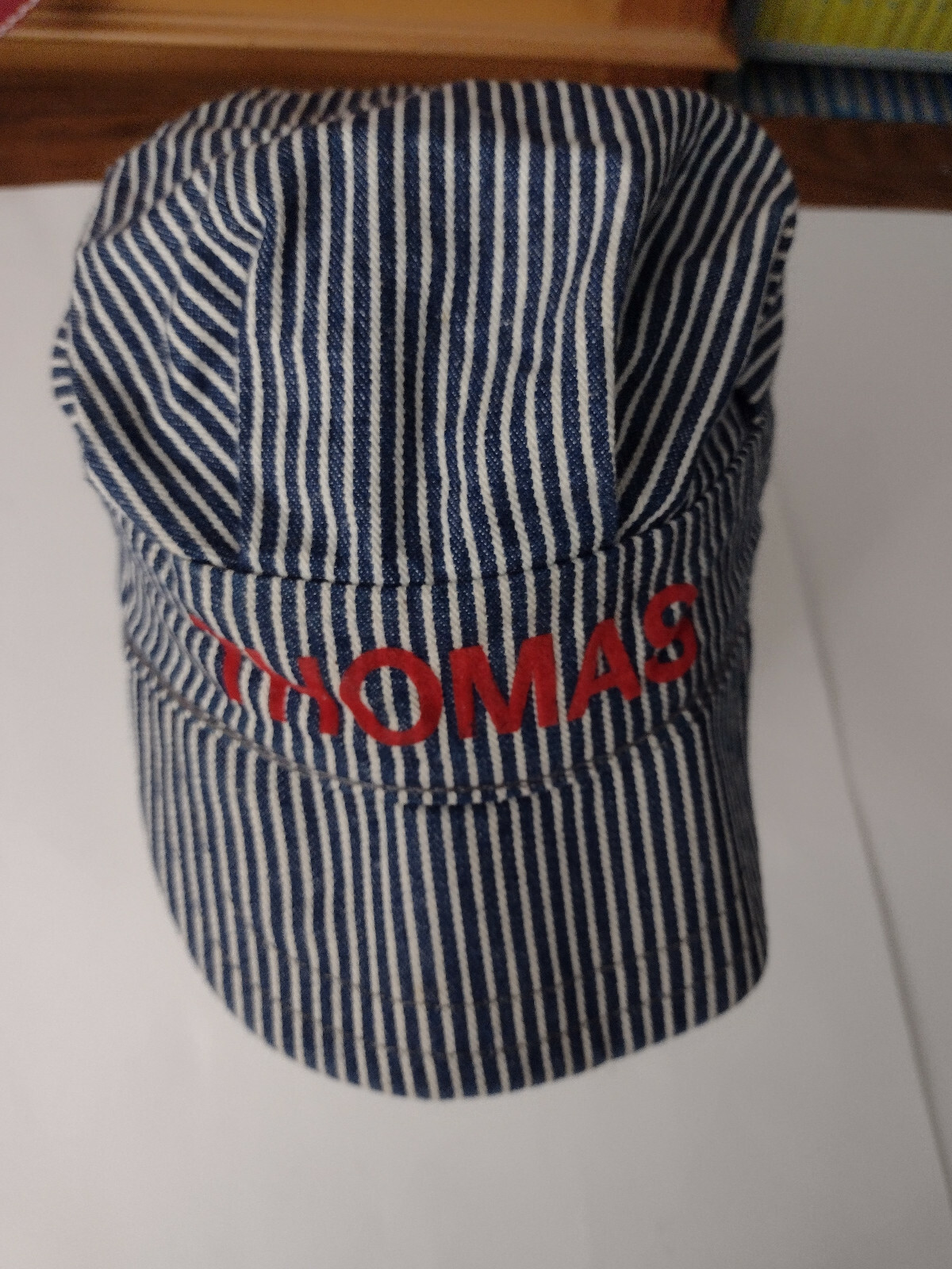 Kids 2 Engineer Caps Thomas Train & Plain Blue White Stripes Made in U.S.A.