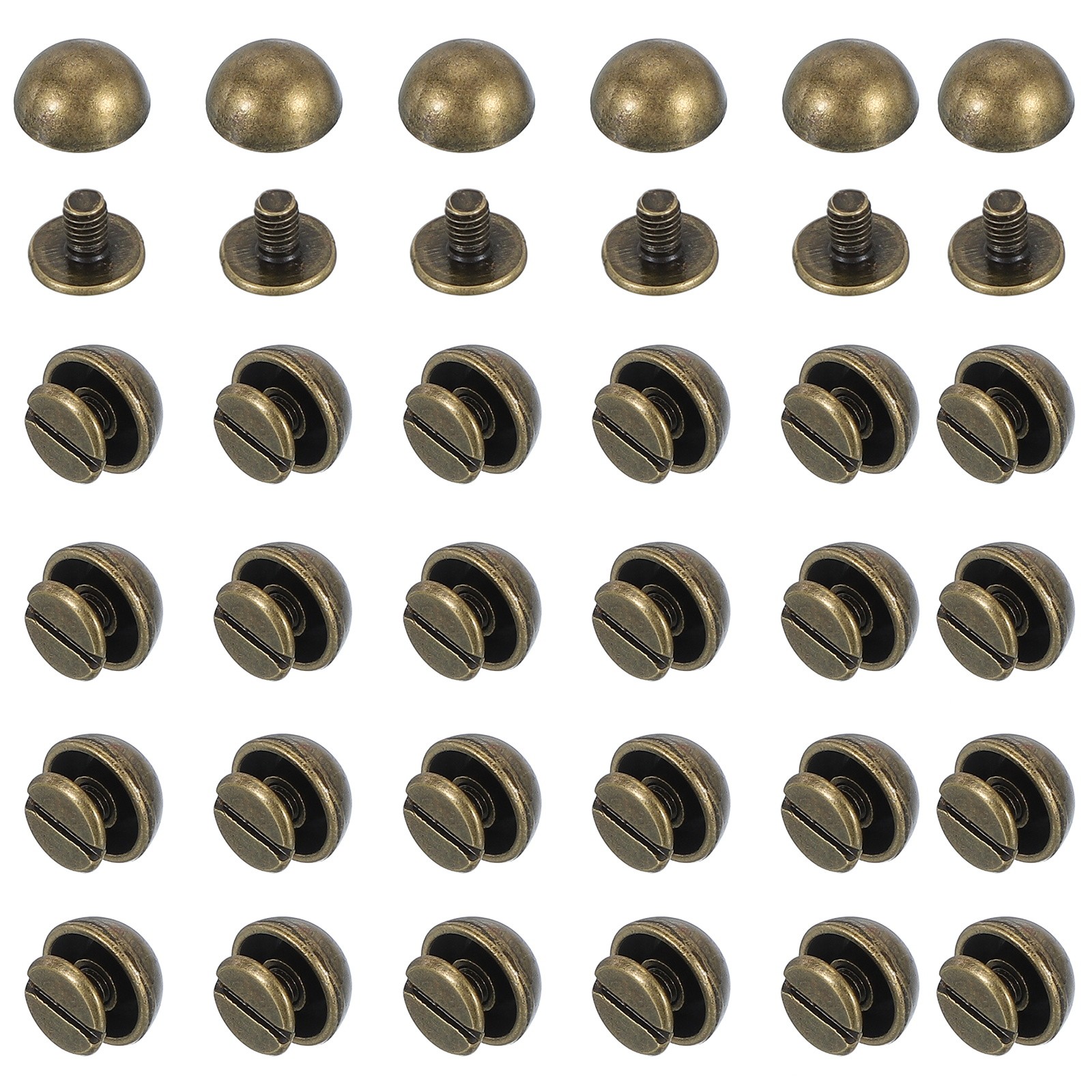 3/8" Dome Spikes Studs, 100 Sets Nailhead Screw Back Rivets for Craft, Bronze
