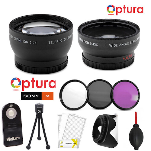 SONY ALPHA A6000 PREMIUM HD 40.5MM WIDE ANGLE LENS + TELEPHOTO ZOOM +FILTERS